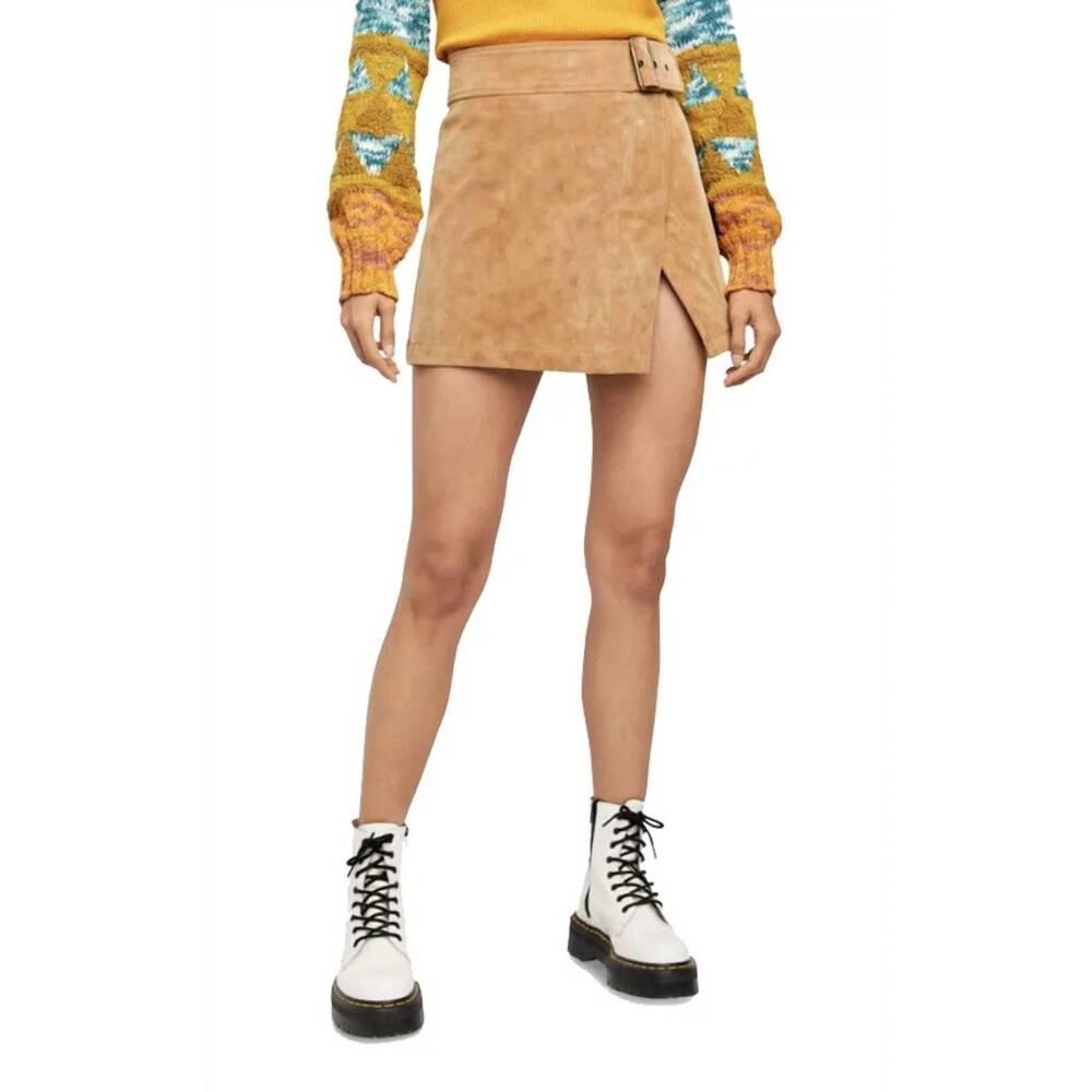 NEW FREE PEOPLE ari wrap skirt in camel